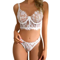 Two Piece Set Sexy Porn Body Lingerie Women Lace Porn Costumes See-Through Exotic Sets Hot Erotic Lenceria Nightclub Underwear