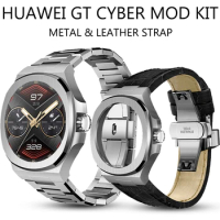 Nautilus Stainless Steel Case for HUAWEI GT Cyber Modification Kit Metal Bazel Leather/Steel Band for HUAWEI GT Cyber Accessory