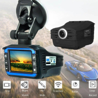 Perakam DVR Kereta, Resolusi 720p, Fungsi 2IN1, Pengesan Polis Anti Radar, Kamera Dash 360 Darjah, P