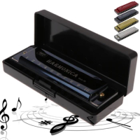 10 Holes Key Of C Blues Harmonica Musical Instrument Educational Toy with Case 10-hole Blues Harmonica