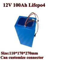 12V 100Ah LiFepo4 Battery Pack for RV Camping Car Marine Solar System Boat Caravan Motor Home + 5A Charger for Electric Bike