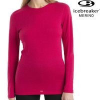 Icebreaker Oasis BF200 女款 素色圓領長袖上衣/美麗諾羊毛排汗衣 104375 851 玫瑰紅