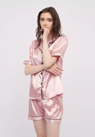 Shapes and Curves Basic Silk Pajama Short Sleeves Set Lounge Wear Sleepwear