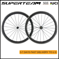 SUPERTEAM 700C 50mm Aluminum Brake Surface Carbon Wheels Bicycle Carbon Wheelset Clincher