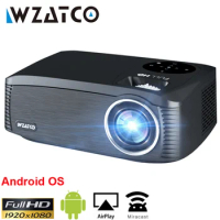 WZATCO C6A Android 9.0 4K 1980*1080P Smart LED Projector 7000Lumens Home Theater Smart LED Projectors Full HD Beamer proyector