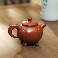 【暢陶直播】宜興紫砂壺泡茶壺金全大全手工—老朱泥八寶壺330cc