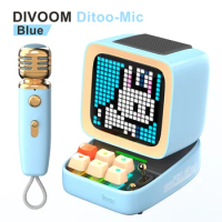 Divoom Ditoo Mic Pixel Art BT Speaker with Wireless Karaoke Microphone for PC BT 5.0 TF Card Retro Portable Mini Size DIY