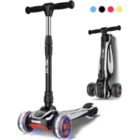 Toddler Scooter for Kids Ages 3-12 Years Old Boy Girl with 3 Wheel LED Lights, Extra-Wide Childrens Foldable Kick Scooter Kids