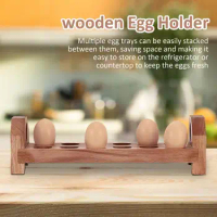 Wooden Egg Holder Bamboo Egg Storage Rack Tray Refrigerator Counter Egg Organizer tray Multi-hole for kitchen accessories