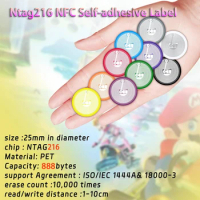 888Bytes NFC 216 Black Tag 13.56MHz ISO14443A 504 Bytes Black Sticker Ntag216 NFC Sticker For All NFC Phones RFID Adhesive Label