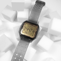 TIMEX 天美時 / 復古方型 INDIGLO專利夜光 防水 電子 橡膠手錶-半透明灰/48mm