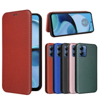 For Motorola Moto G14 4G Case Luxury Flip Skin Carbon Fiber Magnetic Adsorption Case For Moto G14 4G Phone Bags