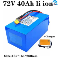 LT-Batterie lithium-ion avec chargeur 5A, 72V, 40Ah, BMS 20S Movie, 2000W, 3500W, 7000W, scooter, Sicile, Go Cart, moto