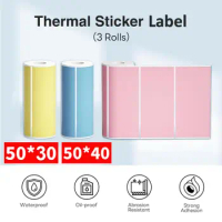 3Rolls 50X30 50X40 Thermal Paper Adhesive Sticker Label Paper Photo Paper Color Paper for Mini Printer PeriPage PAPERANG Printer