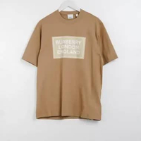 Kaos BURBERRY LONDON ENGLAND SQUARE CREAM BROWN LADIES TSHIRT 100% ORIGINAL Size L