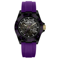 【RICHARD RICH】愛時 RR 海軍上將系列 神秘紫縷空錶盤自動機械氟矽膠腕錶(雙面鏤空機械錶)
