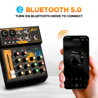 Metal Mini4 Audio Mixer Interface DJ Console Bluetooth 5.0 OTG Reverb 48V Sound Card Live Broadcast PC Recording Hot Sale New