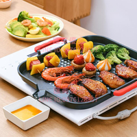 韓式麥飯石燒烤盤家用不粘無煙烤肉鍋電磁爐烤盤露營鐵板燒烤肉盤【林之舍】