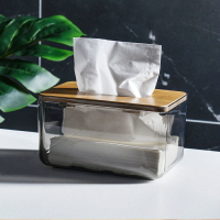 ️️桌面收納竹木衛生紙盒 客廳透明紙巾盒 家用茶幾面紙盒 客廳 餐廳餐紙盒
