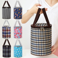 飯袋便當包保溫桶袋子學生圓形飯盒袋便當盒飯桶保溫袋帶飯手提袋