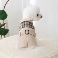 韓系可愛小型犬寵物服裝狗狗風褸 外套貓咪英倫風褸腰帶小狗衣服