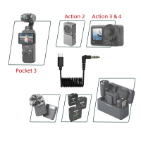 สายสัญญาณเสียงสำหรับ DJI Action 4/3/2 Type-C ถึง3.5มม. สายอะแดปเตอร์ไมโครโฟนสำหรับ DJI Mic/rode/relacart Action Camera Accessorieseinknoeitklnmbvnwierthbneinvkne