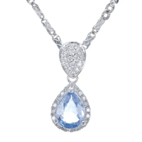 【DOLLY】1克拉 天然藍寶石18K金鑽石項鍊