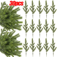 2/30Pcs Artificial Pine Needles Branches Christmas Tree Green Leaves Fake Pine Stems DIY Garland Garden Home Party Decoration
