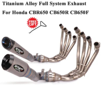 Titanium Alloy Full System Motorcycle GP Exhaust Escape For Honda CBR650 CB650F CB650R CBR650R Front Link Pipe Muffler Carbon