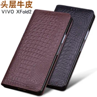 Luxury Genuine Lluxury Genuine Leather Magnet Clasp Phone Cases For Vivo Xfold2 X Fold 2 Fold2 Kickstand Holster Cover Case