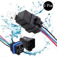 1 Pack 40/30 AMP Automotive Waterproof Relay Switch Set,12V DC 5-Pin SPDT Automotive Relays,Heavy Duty 12 AWG Wire Harness Car