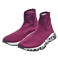 BALENCIAGA 經典Speed Trainer品牌大LOGO中筒襪套鞋(紫紅色)