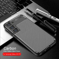 For Samsung Galaxy S23 FE Case Matte Carbon Fiber Pattern Back Phone Cover Sumsung S 23FE S23FE 6.4Inch Soft Shockproof Coques