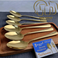 [6 pcs] Sendok Makan Emas Tebal Hotel Stainless Steel Gold Table Spoon Kitchenware