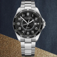 【VICTORINOX 瑞士維氏】GMT石英腕錶 42mm(VISA-241930)