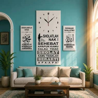 JAM DINDING KALIGRAFI ISLAM / JAM KALIGRAFI / HIASAN DINDING KALIGRAFI 1 Set jam dan hisan Putih sol