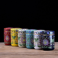 茶葉罐陶瓷便攜琺瑯彩茶葉盒小號禮盒裝存儲密封罐茶葉包裝定制