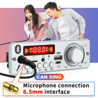 80W Amplifier DIY MP3 Decoder Board 6.5mm Microphone 12V Car MP3 Player Bluetooth 5.0 FM Radio TF AUX USB Handsfree Record