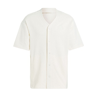 Adidas M LNG Cover Q2 IN1734 男 短袖 襯衫 休閒 復古 棒球風 V領 棉質 米白