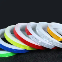 1CM*8M Motorcycle Wheels Reflect Fluorescent MTB Bicycle Reflective Sticker Strip Tape For Cycling Warning Moto Car Wheel Decor