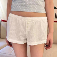 Vertical Line Cotton Shorts Women Summer Trending Clothes 2024 Fashion Short Pants Girls Chic Youthful 2000s Y2K Shorts Skort