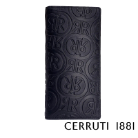 【Cerruti 1881】義大利百年精品 義大利頂級小牛皮12卡長夾皮夾 CEPU05411M(黑色 贈禮盒提袋)