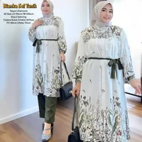 Namira One Set Wanita Kekinian Tunik Rayon Premium Baju Setelan Celana Kulot Korean Style LD 110 cm 