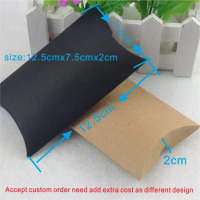 100pcs/lot 125x75x20mm DIY kraft Pillow paper box gift box packaging for candy cookie accept Custom order need add extra cost