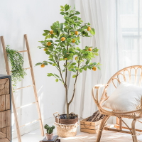 ins北歐大型仿真植物裝飾落地假綠植盆栽擺件檸檬樹客廳室內假花