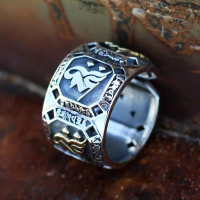 Six-Word Mantra Ring Six-Word Daming Mantra Ring Men's Wide Thick Silver Ring Ethnic National Style