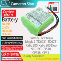 CameronSino Battery for Philips Magic 2 TD6031 TD6731 Xalio 200 Xalio 200 Duo fits GP T328 T330 Cordless phone Battery 600mAh