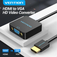 Vention HDMI to VGA Converter with Audio Power Male to Female HDMI to VGA Adapter for PS4 Laptop TV Box 3.5 Jack VGA to HDMI