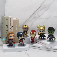 Disney 15cm Q Posket Avengers Endgame Thanos Spiderman Hulk Iron Man Captain America Thor PVC Action Figure Model Toys Doll