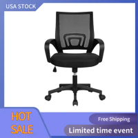 Adjustable Mid Back Mesh Swivel Office Chair Ergonomic with Armrests, Black